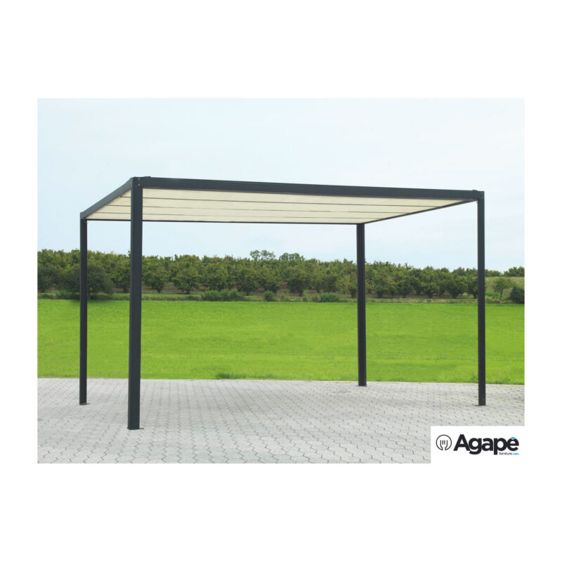 Gazebo pergola alluminio Milwaukee neroc/telo elettrico m3x3h2,3