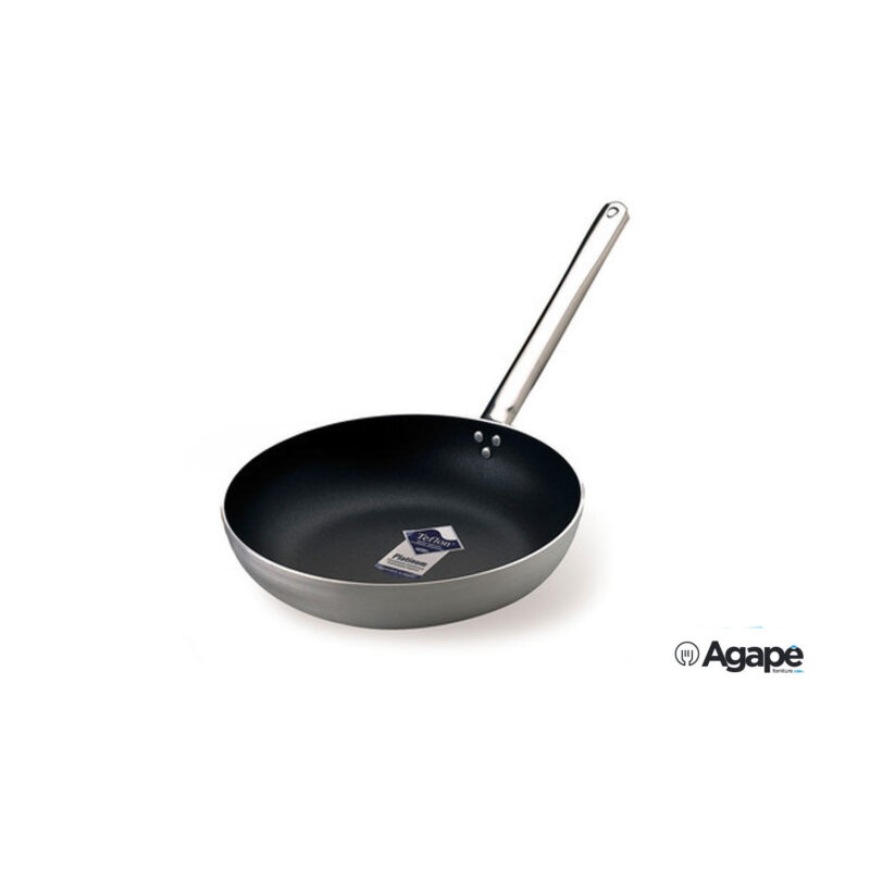 Padella Svasata Bassa Alluminio 3 Mm Antiaderente Con Manico Tubolare Inox Cm 28 H 5