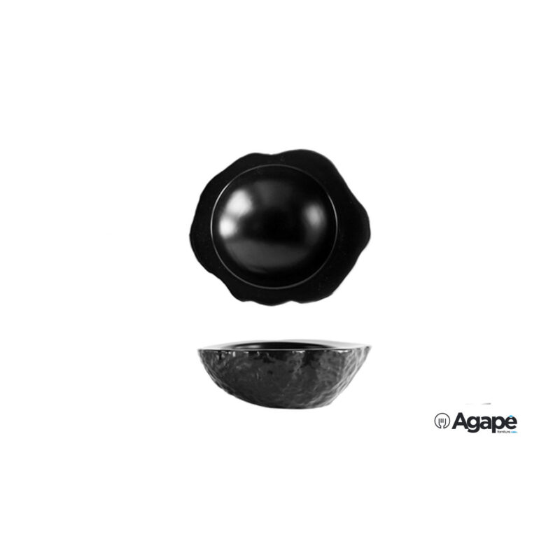 Rock Nero-Coppa Concava Effetto Pietra Cm.24,5X20,5 In Porcellana H10278-N017