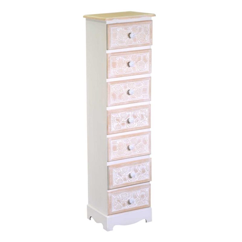 Mobiletto legno andorra 7 cassetti cm29x23h109