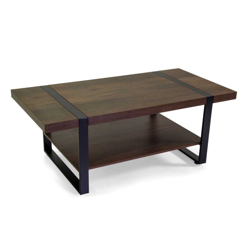Tavolino Mudra legno noce e nero smontato cm120x60h45