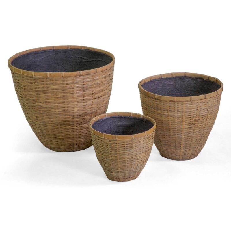 Portavaso cemento bambù 1-3 naturale svasato cm ø49h43