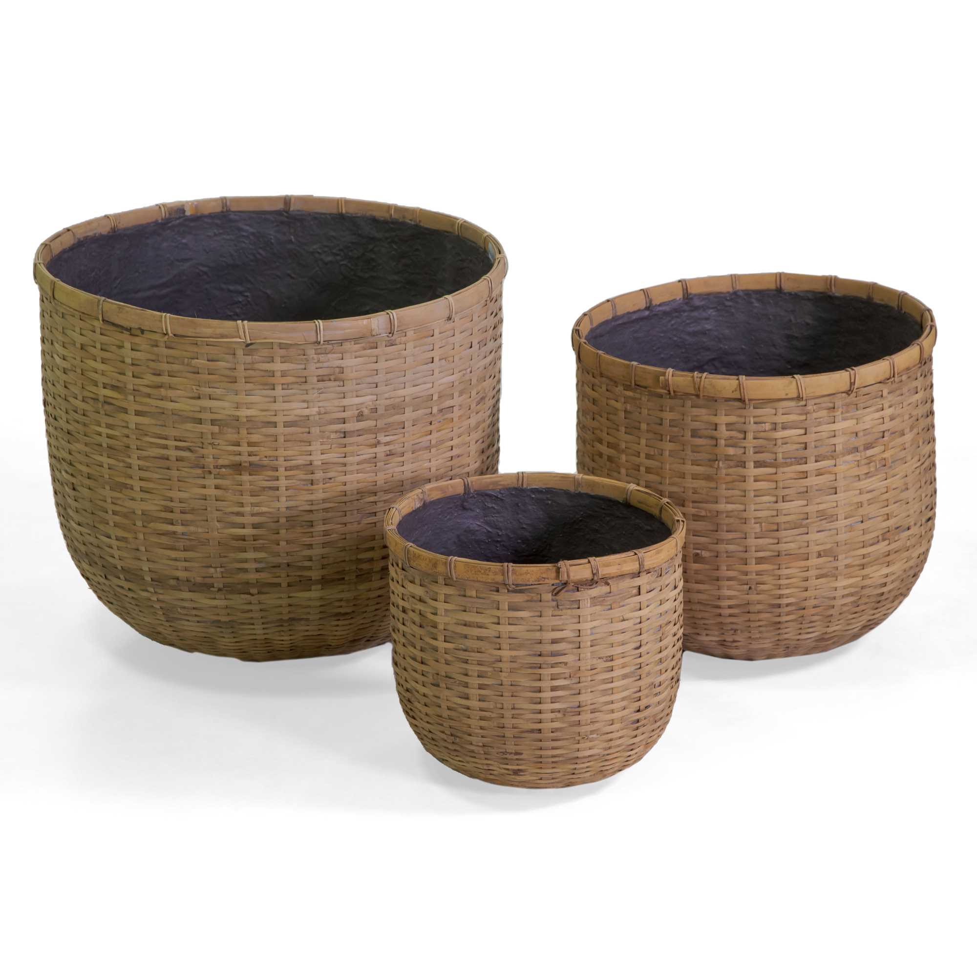 650494 Portavaso cemento bambù 1-3 naturale tondo cm ø49h43 - immagine 1