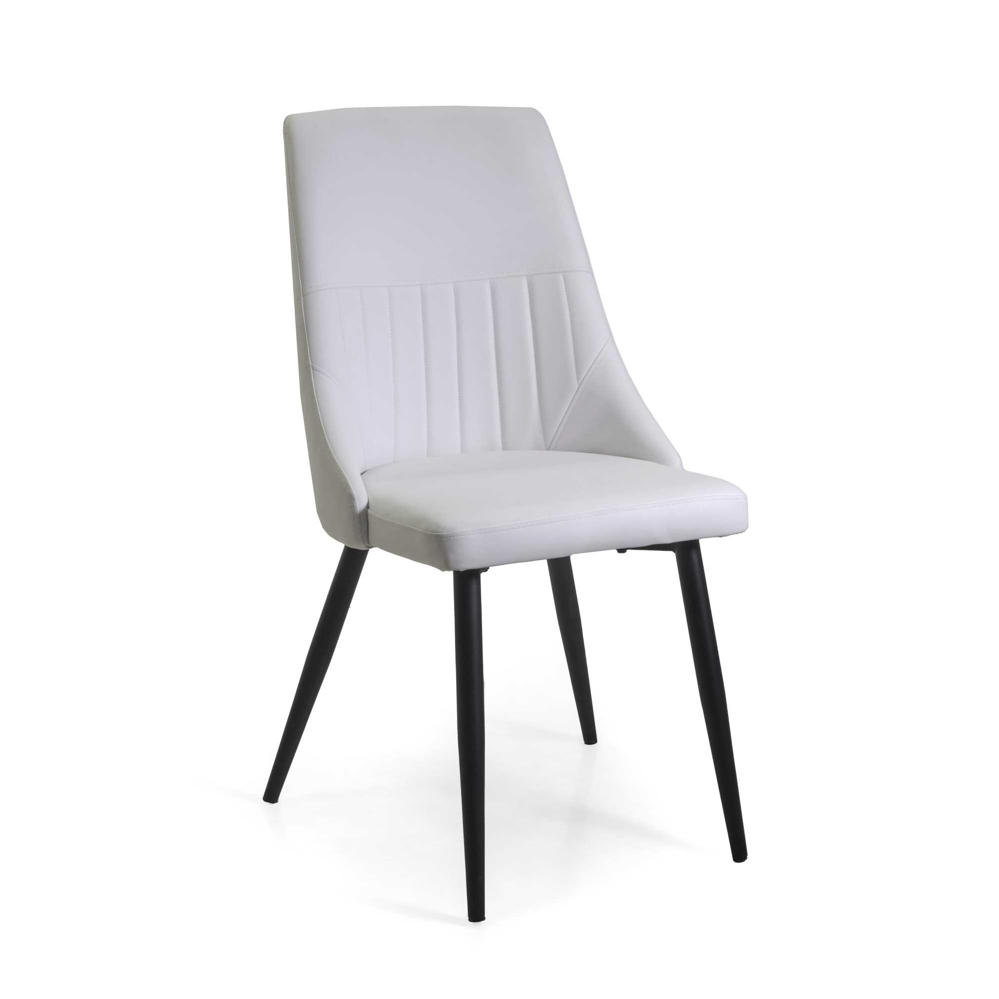 653967 Sedia ecopelle Oliver bianco struttura nero cm48x58h48/90 - immagine 1
