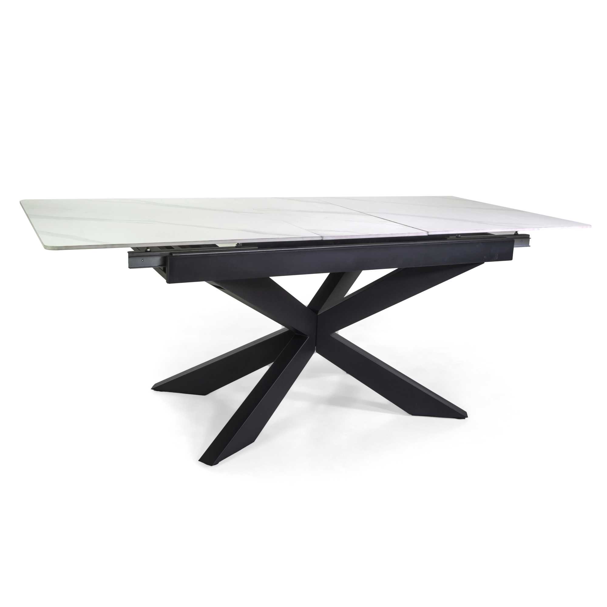 676010 Tavolo metallo Pepper allungabile top bianco pietra sinterizzata cm160/200x90h76 - immagine 1