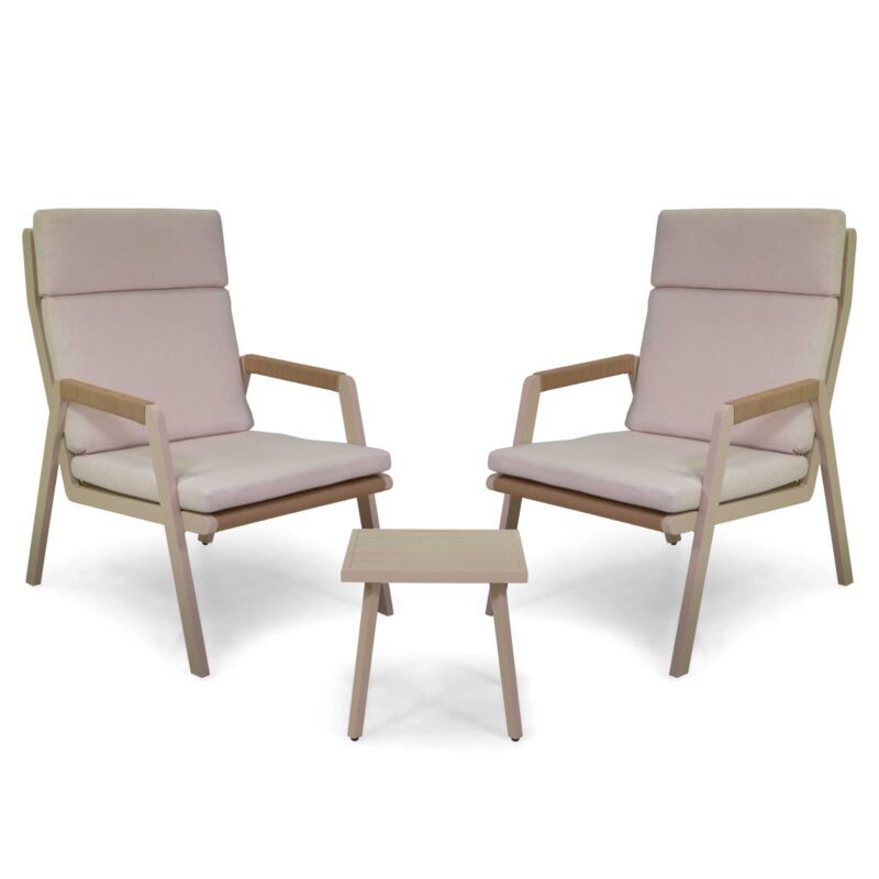 Salotto alluminio Benicia crema 3 pezzi