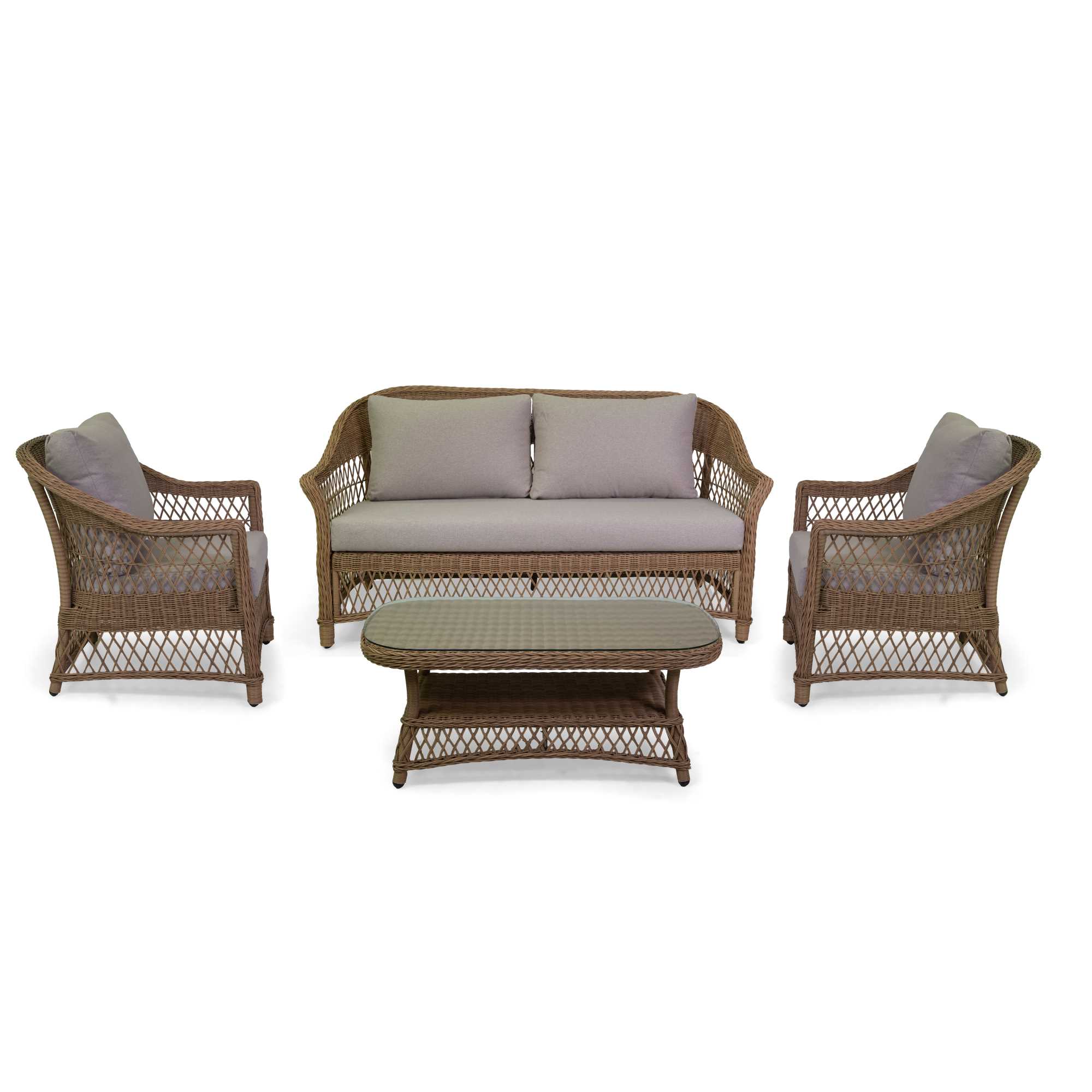 679744 Salotto alluminio polyrattan Murrieta 2posti naturale - immagine 1
