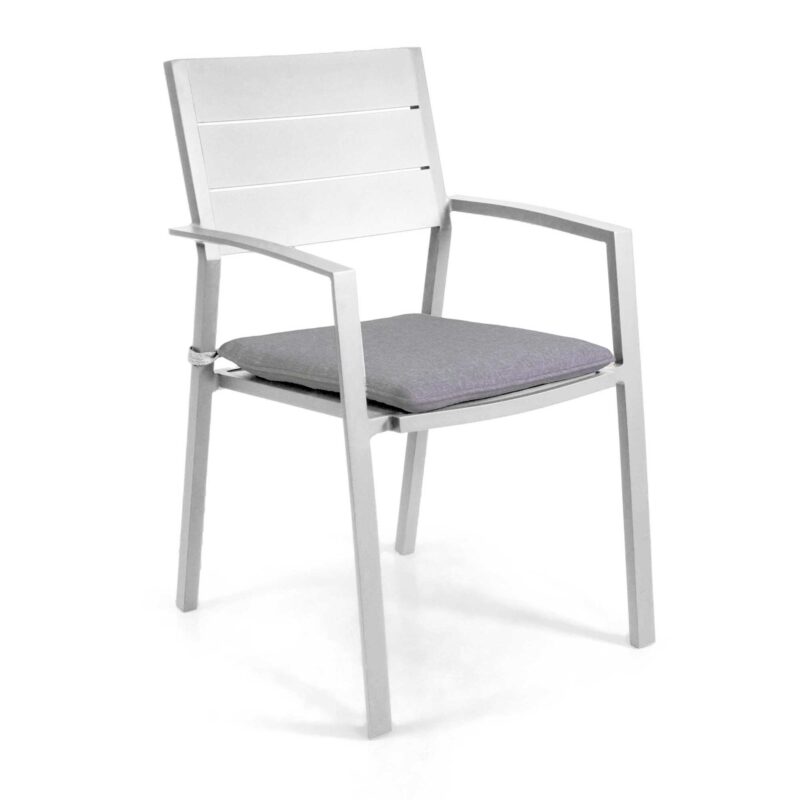 Poltrona alluminio Salomon bianco c/cuscino cm55x60h89
