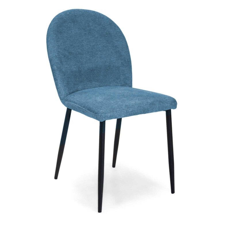 Sedia tessuto Mary blu ottanio struttura nero cm44,5x57,5h47/82,5