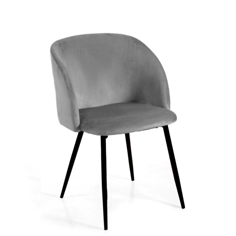 Poltrona velluto Ruby grigio struttura nero cm56,5x54h46/81