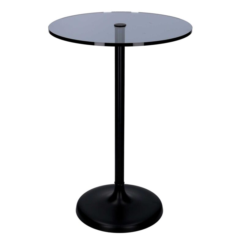 Tavolino metallo top vetro nero tondo cm ø35h51