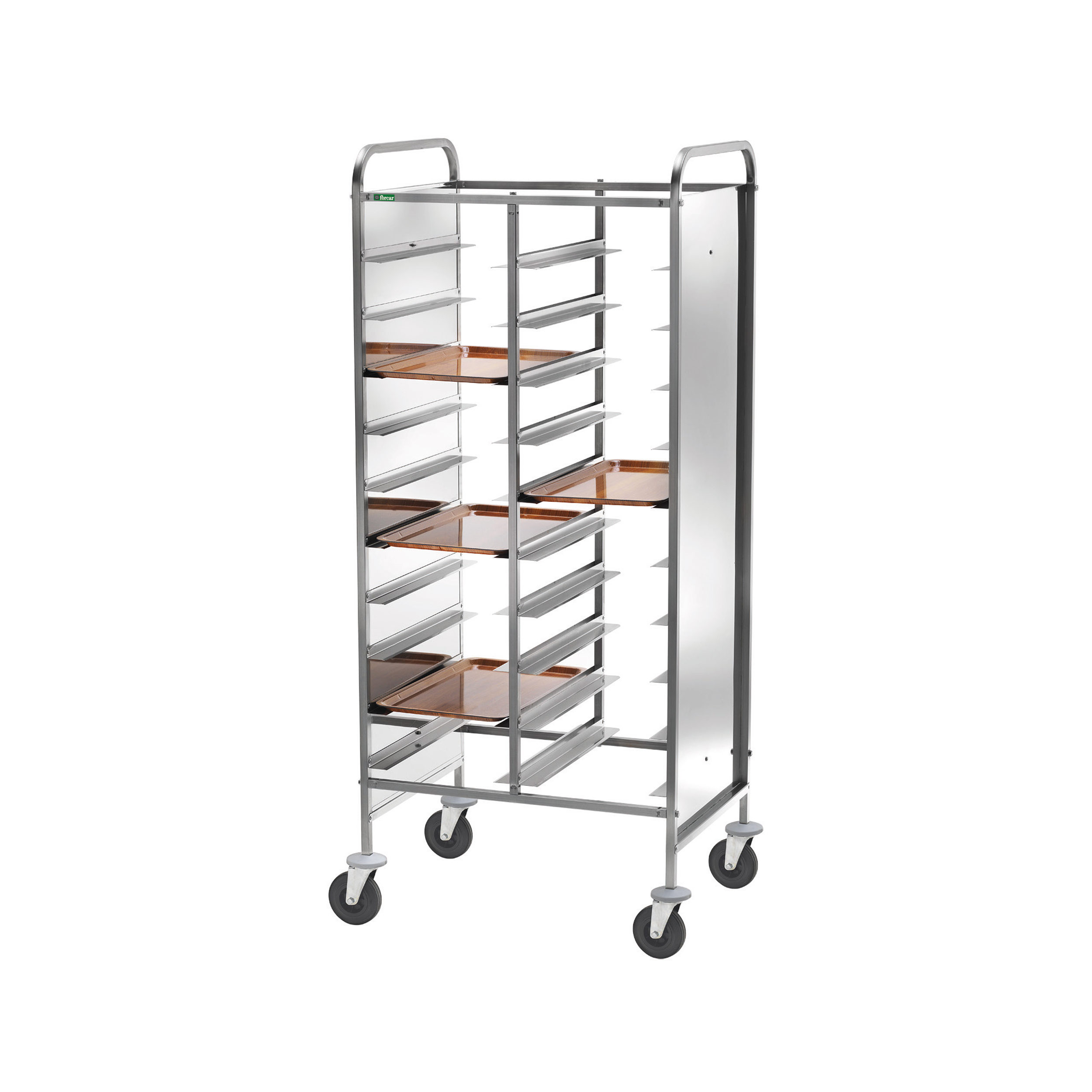 Carrello Inox Portavassoi Rinforzato - Pannello Inox - 20 Vassoi - FORCAR MULTISERVICE - immagine 1