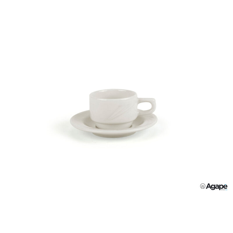 Arcadia-Tazza Caffe Cilindrica Impilabile Con Piattino Cl 8