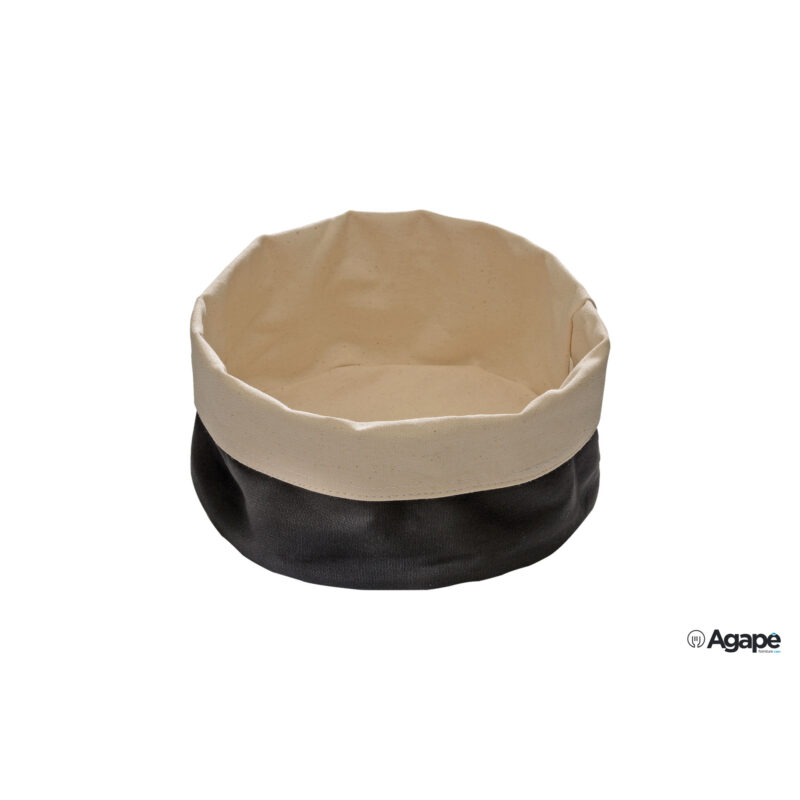 Porta Pane Cotone Tondo Esterno Nero-Interno Beige Cm.20Xh.12 30351