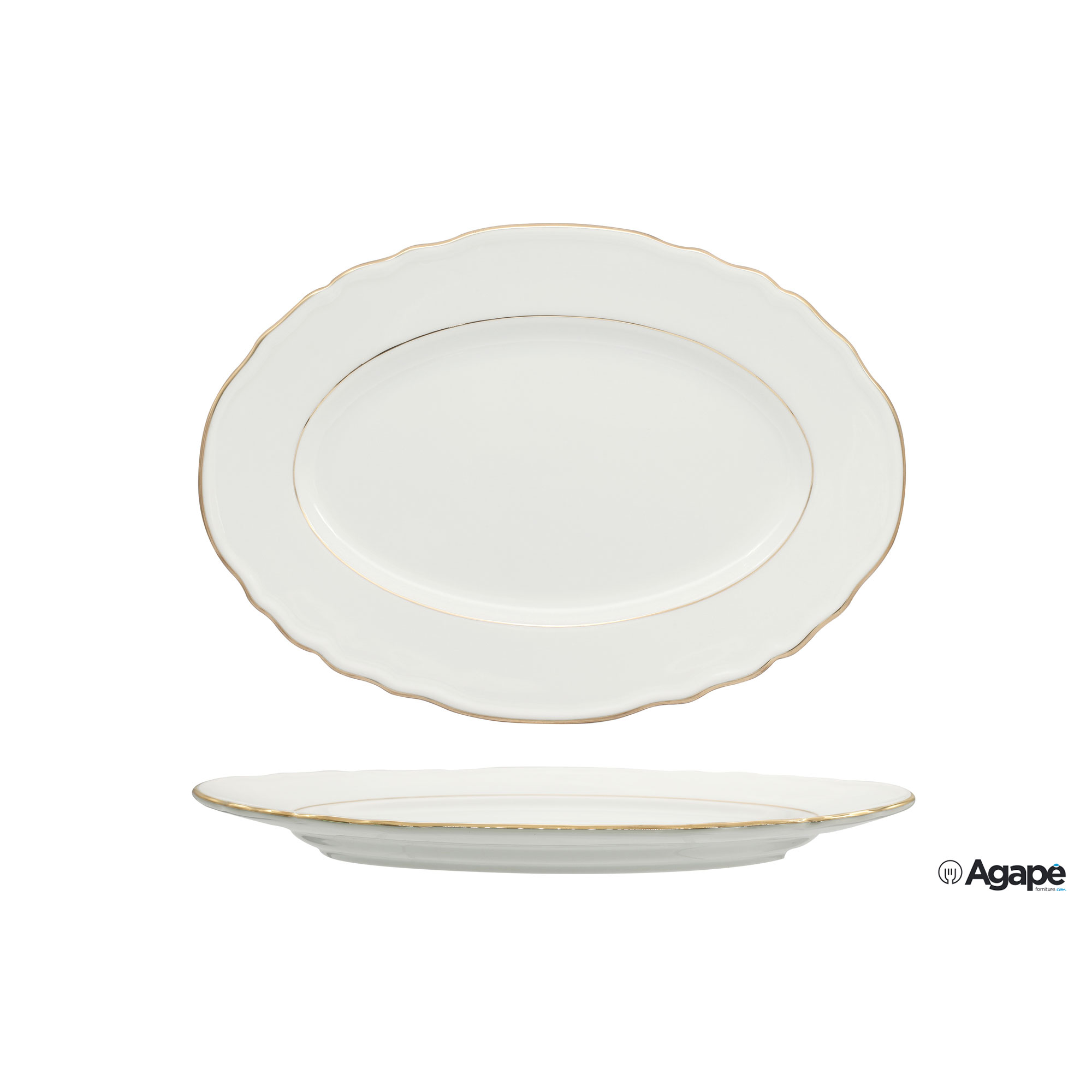 DIANA-GOLD-VASSOIO-OVALE-COUPE-CM-36_23521_WRTG Diana Gold - Vassoio Ovale Coupe Cm 36 Con Doppio Filo Oro Al Bordo 3Mm E Al Marly 1Mm - immagine 1