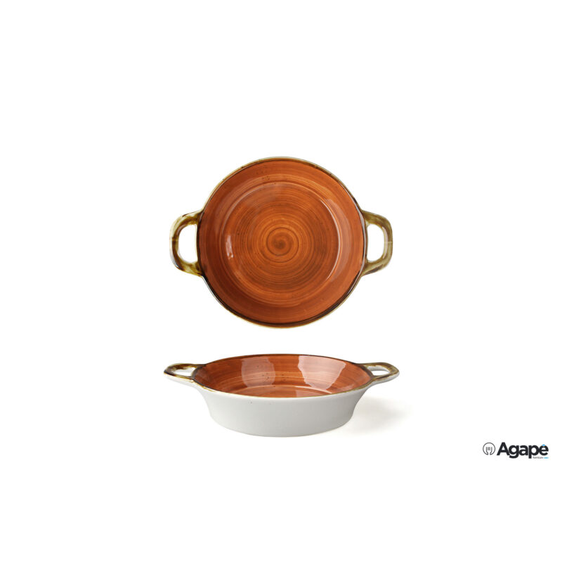 Just-Tegamino 2 Manici Cm.15 Rosso/Aran. In Porcellana 6931D-C400-8