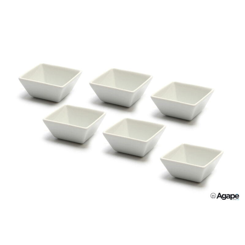 Justwhite-Confezione 6 Coppette Quadre Cm.6,5X6,5Xh.3 He3343