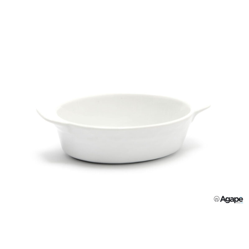 Justwhite-Mini Casseruola Ovale In Porcellana Bianca Cm.13 H.3,5 6677