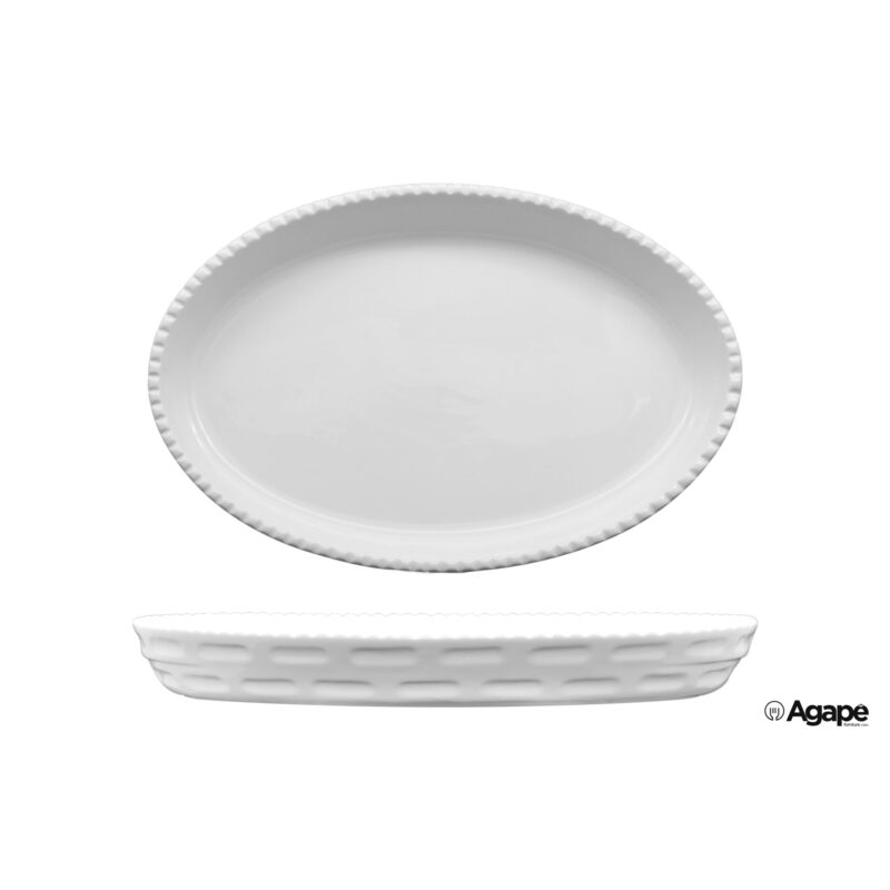 Justwhite-Pirofila Cordonata Ovale Cm.32X19,6X4,8 Hhm1016