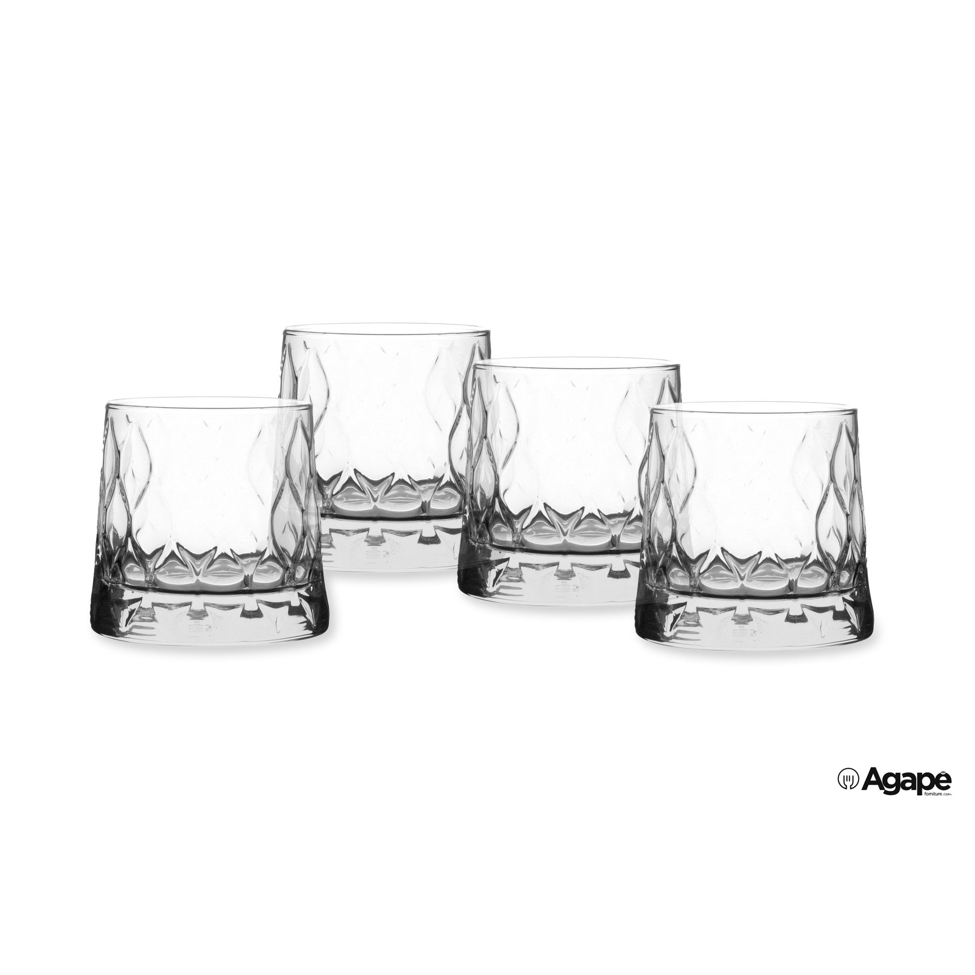 LEAFY-WHISKY-CF.4-BICC.-FB-30-CL-420194-1113171_16575_LOVG Leafy Fb Tumbler Whisky Confezione Da 4 Pezzi - Cl 30 Diametro Cm.9,0 - H.8,5 - 420194-1113171 - immagine 1