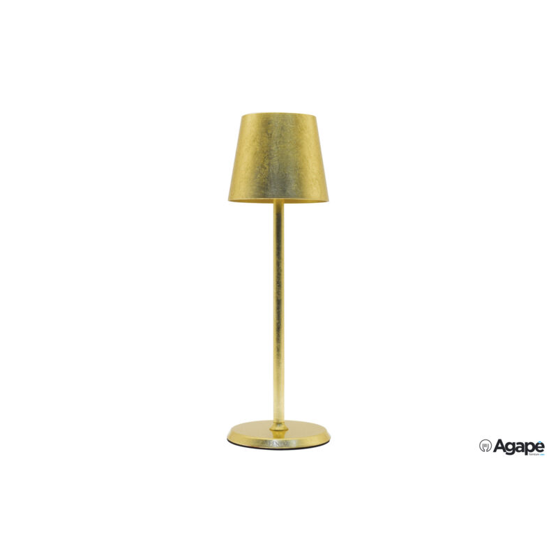 Lumiere Round-Lampada Tavolo Led Cm.10Xh34 Foglia Oro