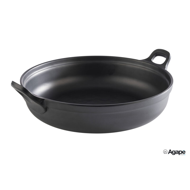 Padella-Cocotte Melamina Nero Cm.28Xh.9 Con Manici E Piedini Antiscivolo 85151