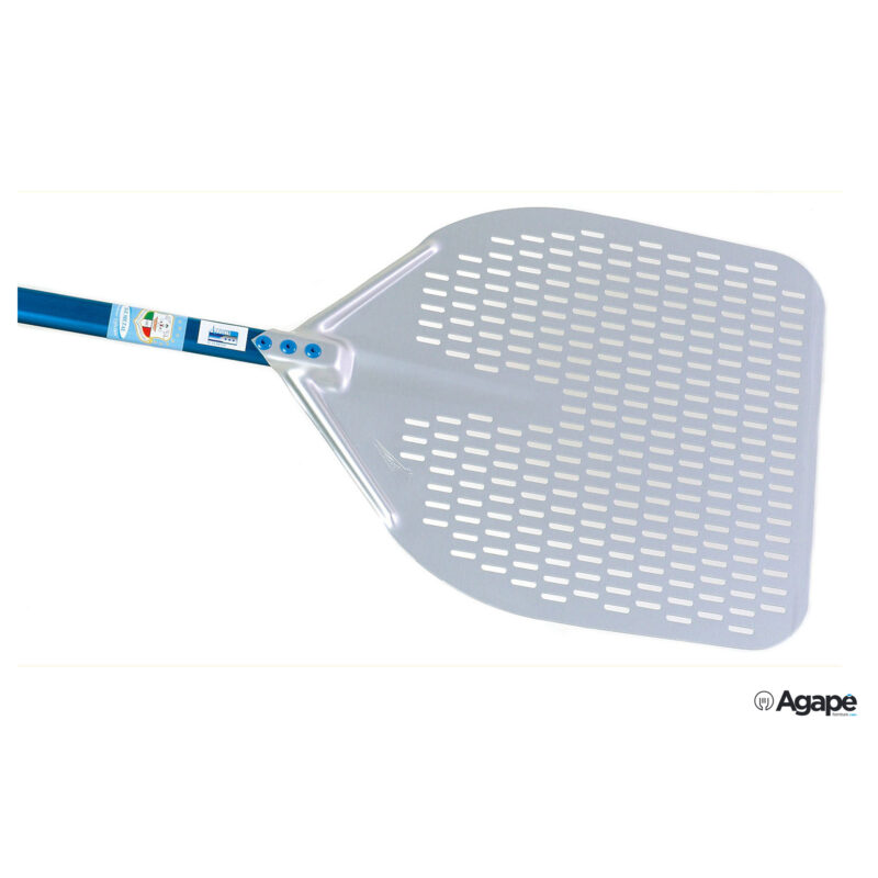 Azzurra - Pala Pizza Alluminio Rettangolare Asolata Cm 37 Manico Cm 150 A37Rf