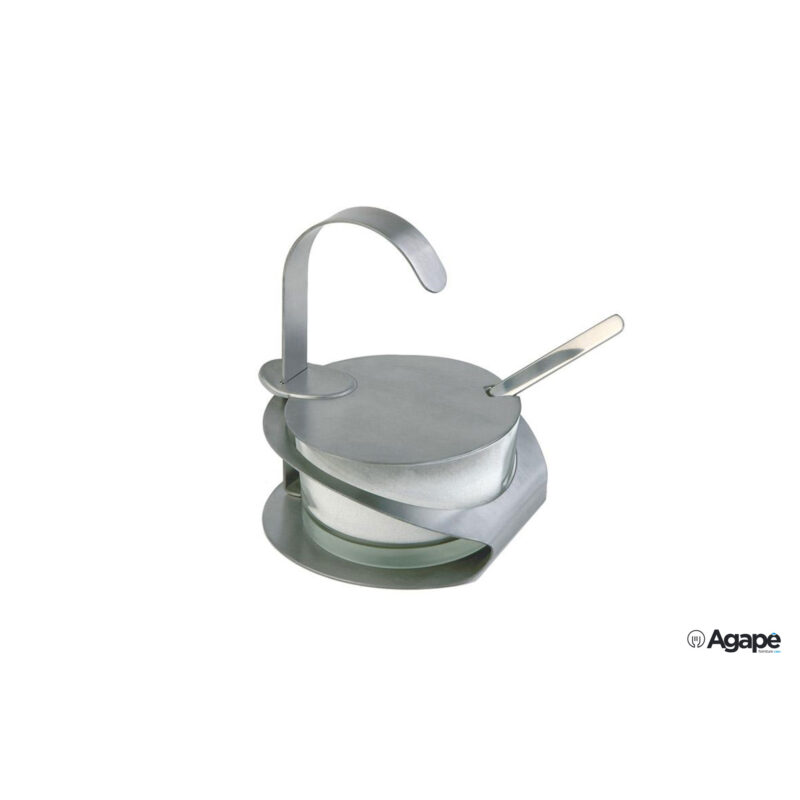 Pro-Formaggiera Inox-Vetro Cm10,5H.13 Con Cucchiaio 40482