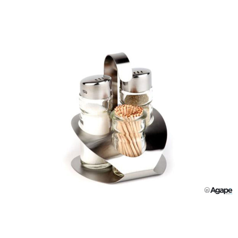 Pro-Menage Sale-Pepe-Stuzzicadenti Inox-Vetro Cm 9,2X8,5H11,5