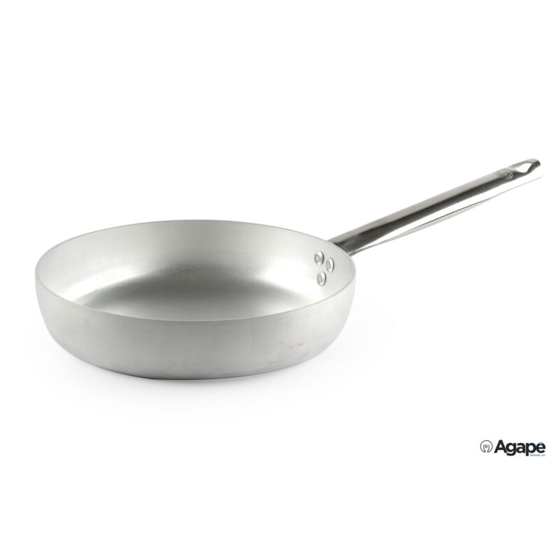 Padella Dritta Alluminio A Friggere 3 Mm Con Manico Tubolare Cm 32