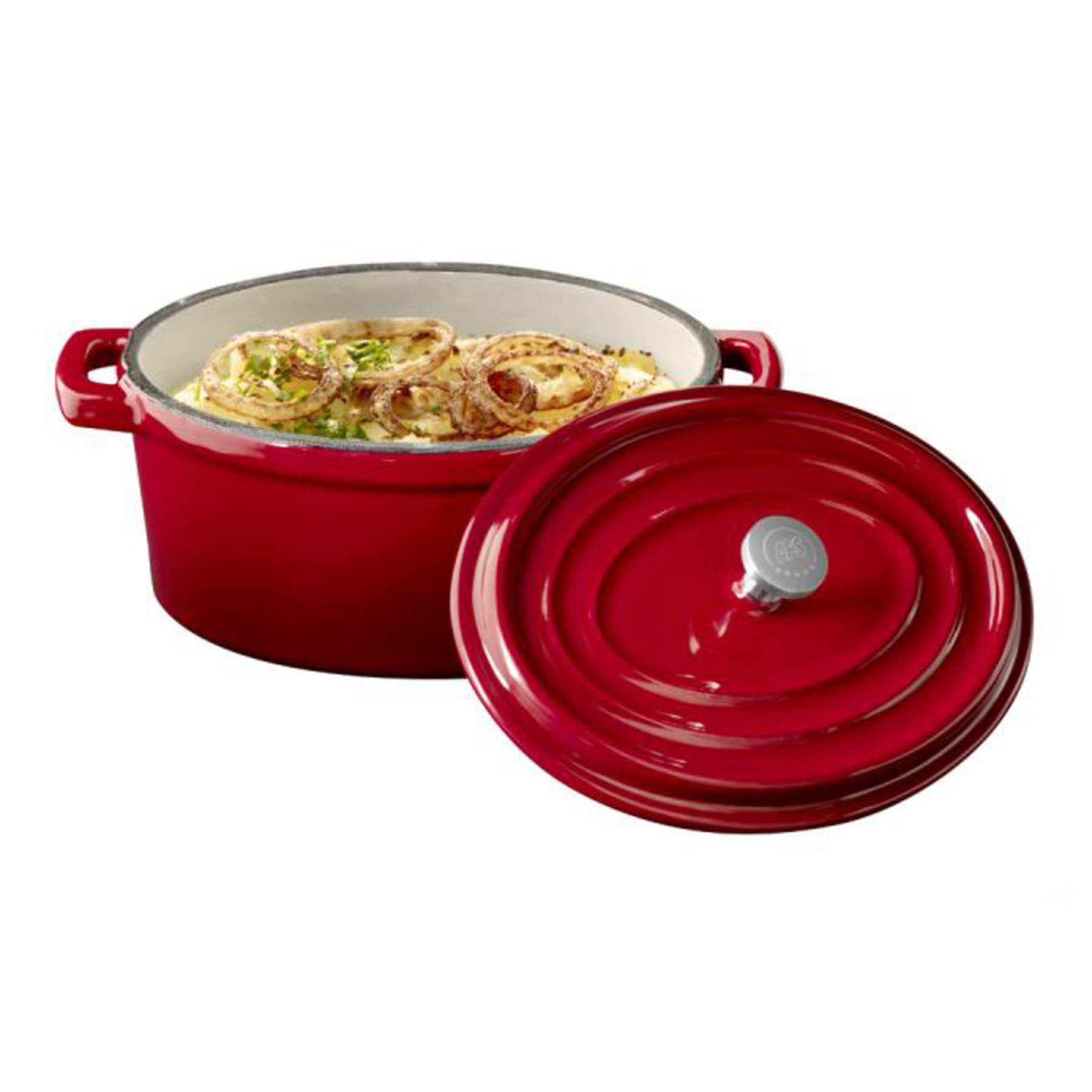 5-STARS-CASS-GHISA-C.COP.2M-CM-14-X11-5-H6-5-ROSSA_26105_DCH_G 5 Stars-casseruola Ghisa con Coperchio 2 Manici cm 14,X11,5 H6,5 Rossa - immagine 1