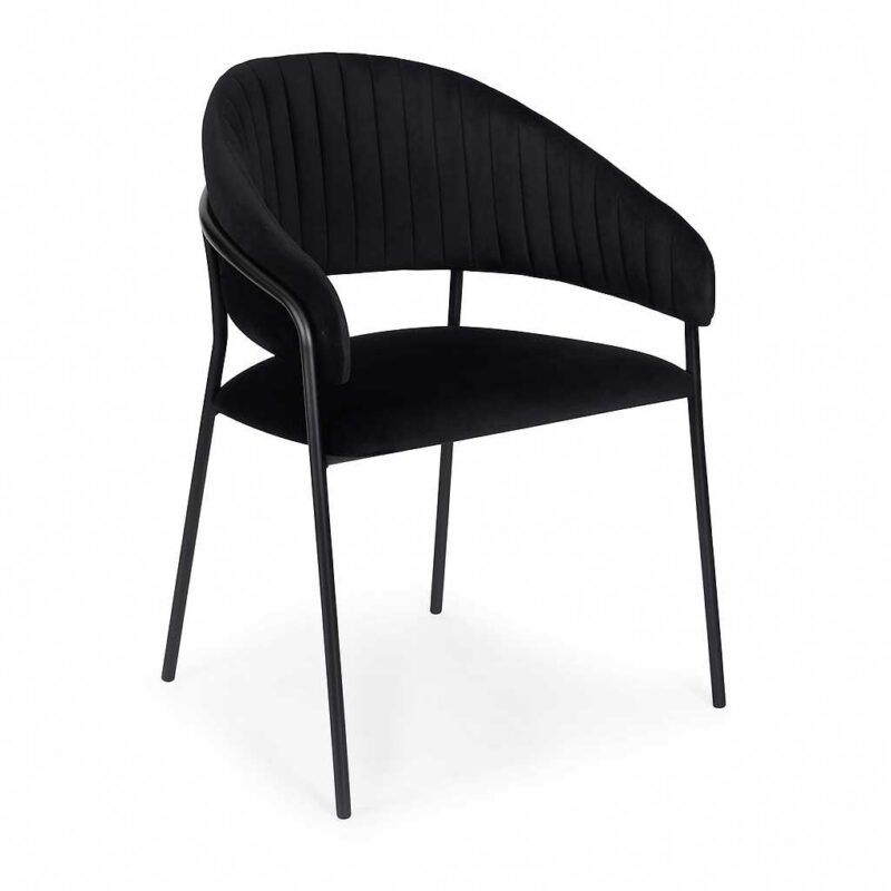 Poltrona velluto Chloe nero struttura nero cm59x51h49/83,5