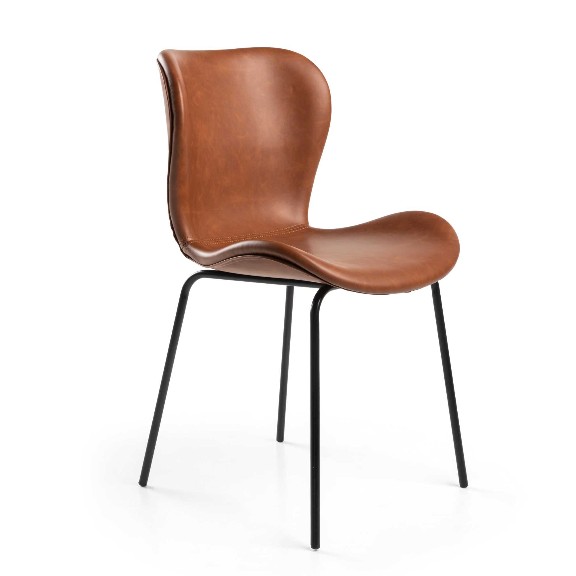 722247 Sedia Tibalda ecopelle marrone struttura metallo cm48x55h46,5/82 - immagine 1