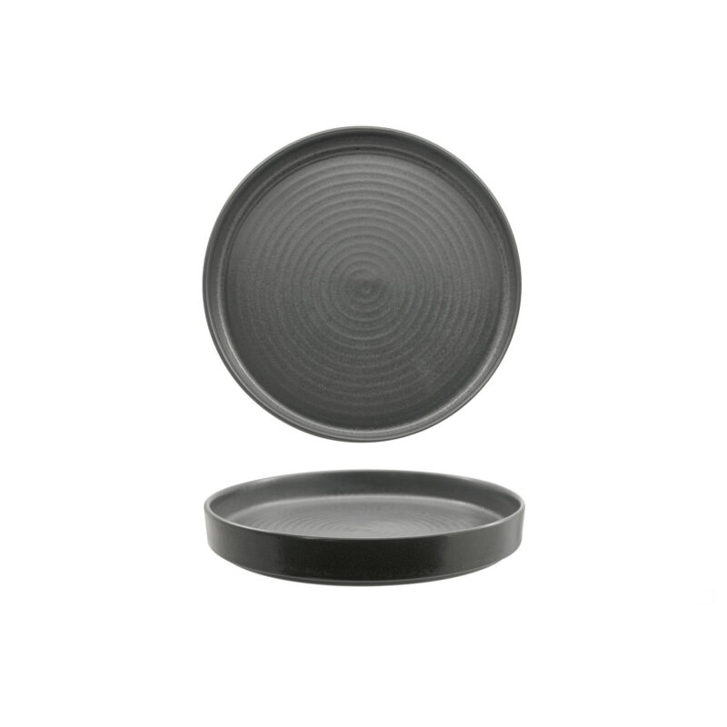 Kaden Hardstone Reactive Black - Piatto Piano Impilabile Alto cm 28 con Rilievo
