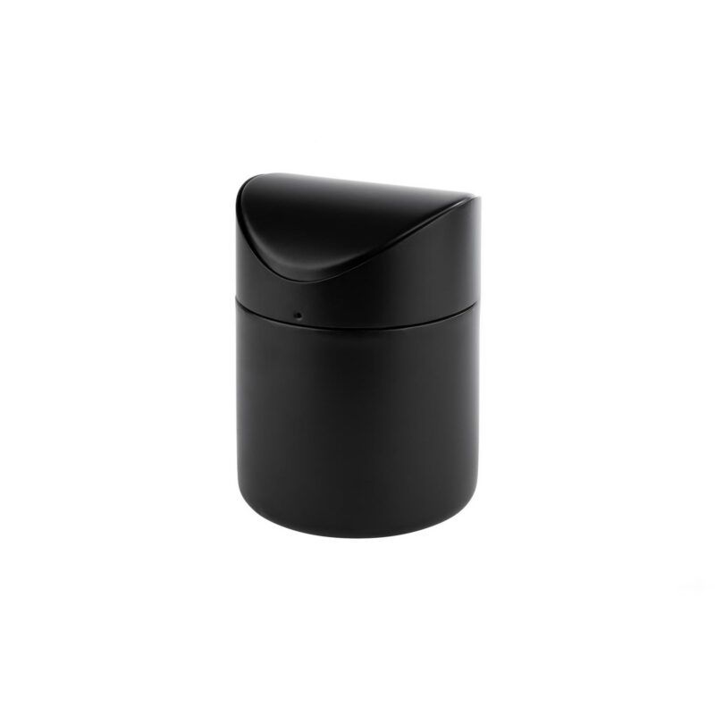 Pattumiera da Tavolo Tonda cm 12 h 17 1,2 lt Inox Colore Nero con Coperchio Basculante Rimovibile e Chiusura a Baionetta