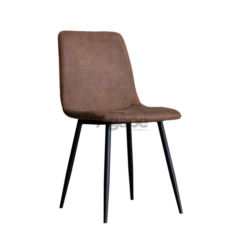 Sedia Mallory in ecopelle marrone e struttura in metallo nero