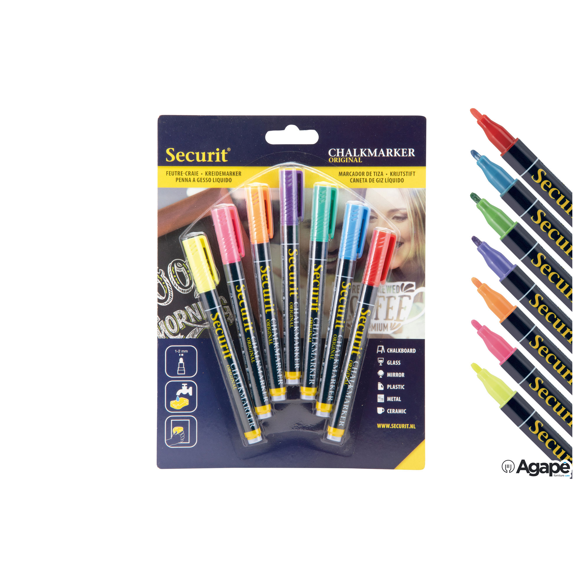 PENNARELLO-GESSO-LIQ.7PZ-ASS.-FIN-BL-SMA100-V7-ASS_15183_OYHG Set 7 Pennarelli A Gesso Liquido, Punta Fine 1-2 Mm, Colori Assortiti Bl-Sma100-V7-As - immagine 1