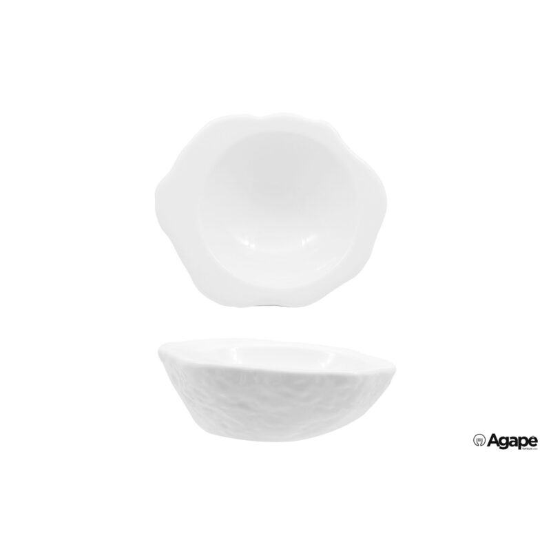Rock Bianco-Coppa Concava Effetto Pietra Cm.19,5X17,5 In Porcellana