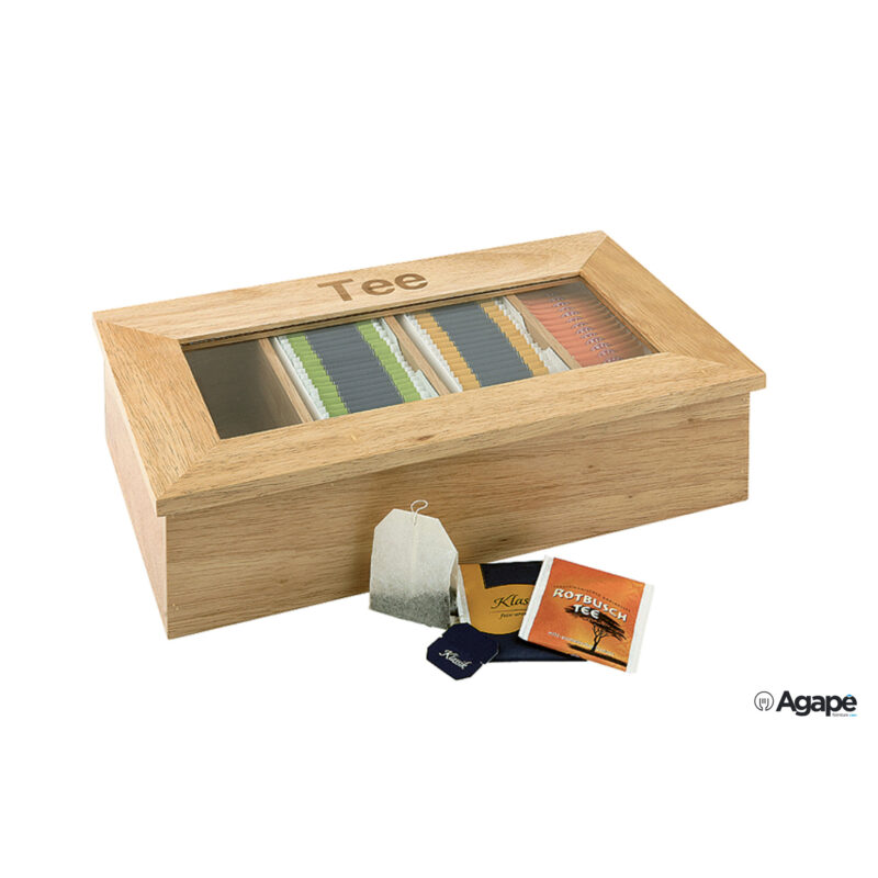 Scatola Bortabustine The Cm.33,5X20 H.9 In Legno Con Finestra Trasparente Con Incisione -Tee- 4 Scom
