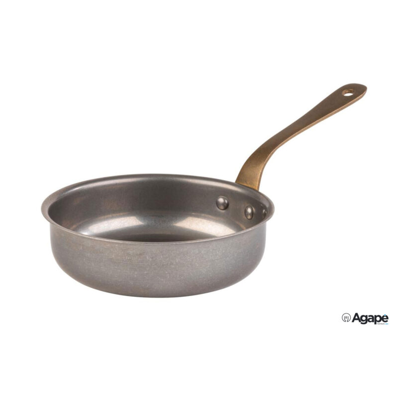 Snackholder- Mini Padella Inox Cm 14  H 4 Lt 0,4 Effetto Vintage