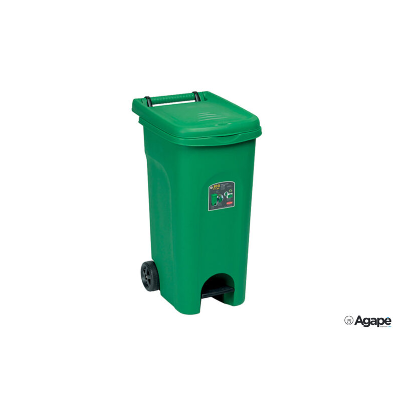 Urban Eco System-Bidone Lt.80 Verde Con Ruote E Pedale 25601