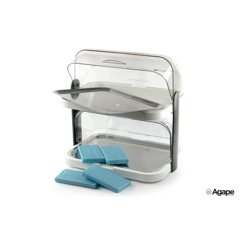 Vetrina Doppia Bianco Abs-Inox Refrigerata Cm 44X32Xh.44 Con Rolltop Trasparente
