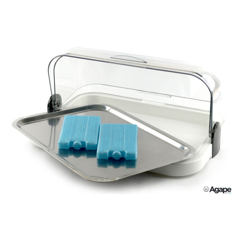 Vetrinetta Da Banco Bianco Cm 44X32 20,5 Con Vassoio Inox Cm 39X28