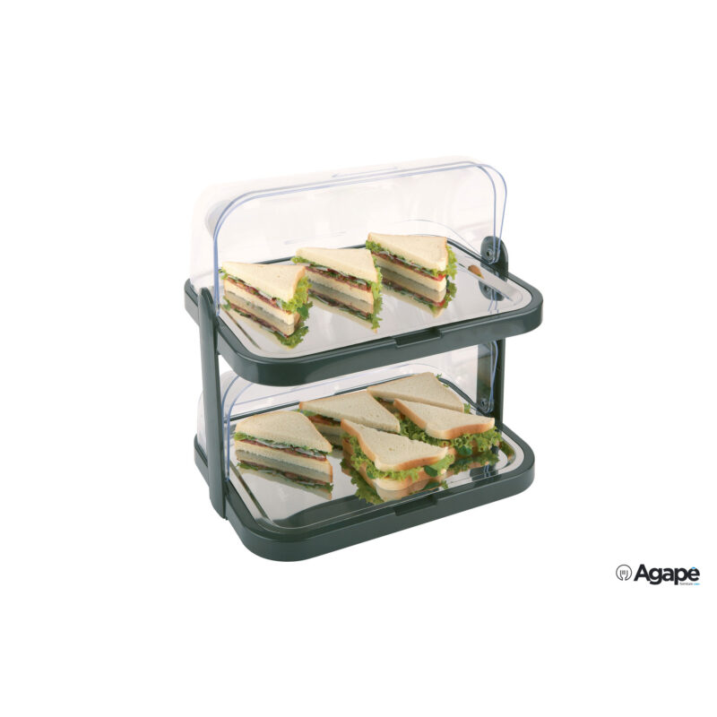 Vetrinetta Da Banco Doppia Cm.44X32 H.44 Con 2 Vassoi Inox Cm 39X28 E 4 Pastiglie Ghiaccio Sintetico